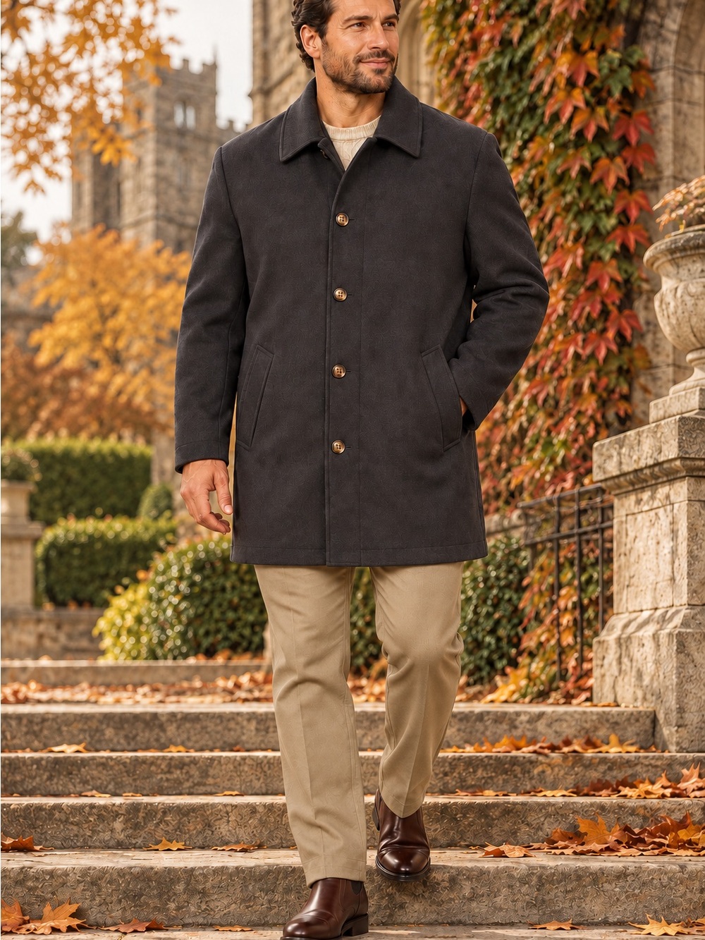 Lauren Ralph Lauren Wool Blend Zip Button Car Coat Charcoal Men’s XL